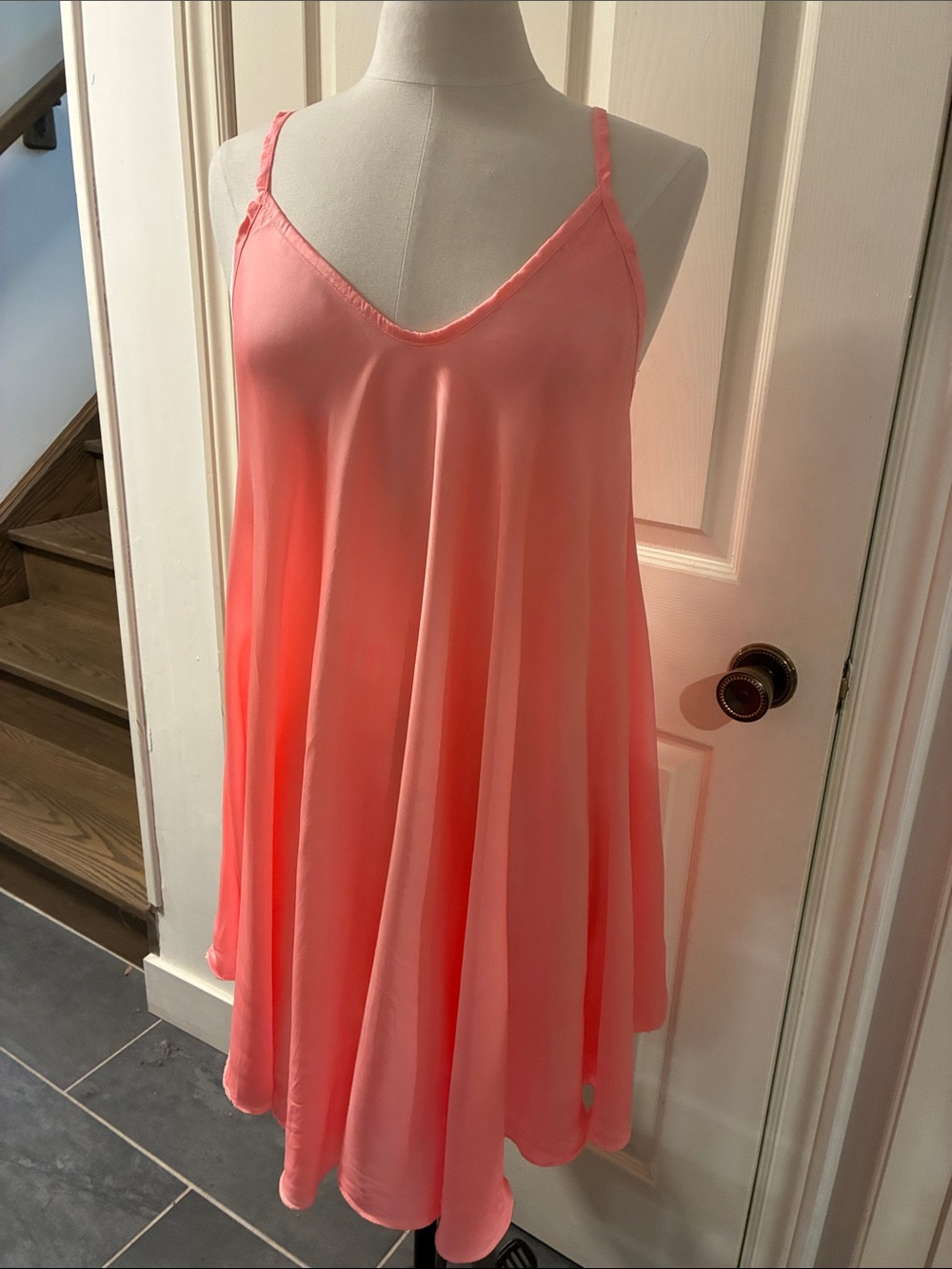 Pink Coral Satin Slip Dress